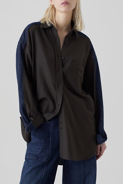 CLOSED WOMEN PATCHWORK SHIRT SHIRTS & BLOUSES BROWN BLACK 1