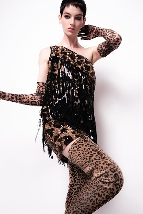 LONGAN 1 ABITO PAILLETTES MACU MULTI BEIGE/BLACK 5