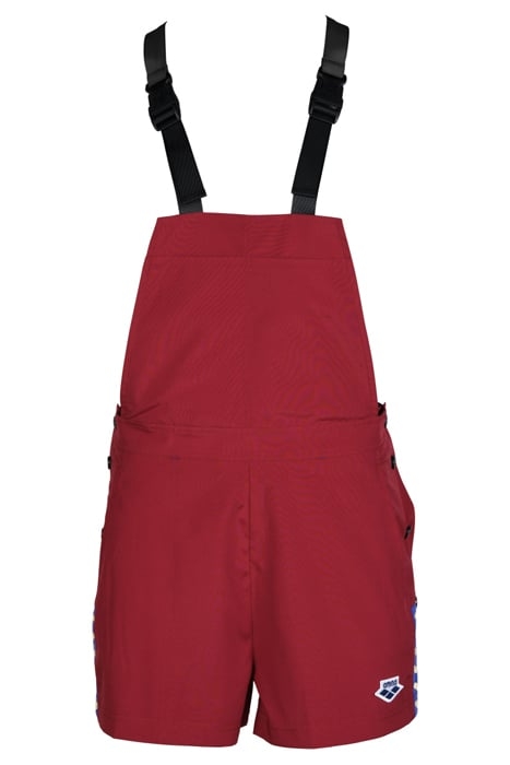 WOMEN'S ARENA ICONS ROMPER SOLID BURGUNDY NEON BLUE BUTTER 1