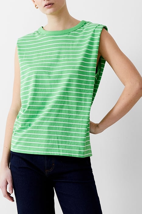 PADDED SHOULDER STRIPE TANK POISE GREEN/WHITE 1