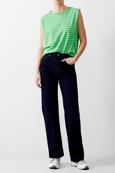 PADDED SHOULDER STRIPE TANK POISE GREEN/WHITE 2