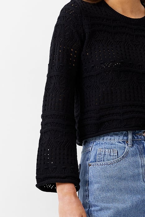 L/S CROCHET BOBBLE KNIT BLACK 4