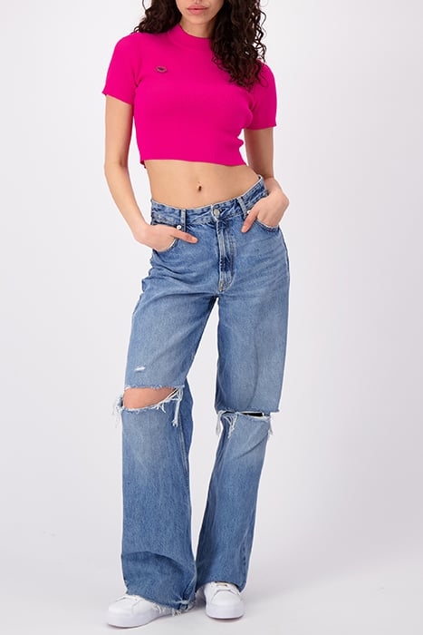 HIGH COLLAR RIB TOP PINK 2