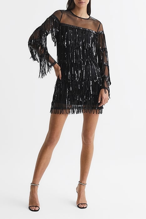 JOSEPHINE-FRINGE DRESS BLACK 2