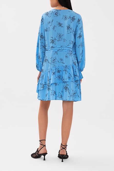 NIA MINI LENGTH RUFFLE DRESS FLOWER SUMMER SKY 3