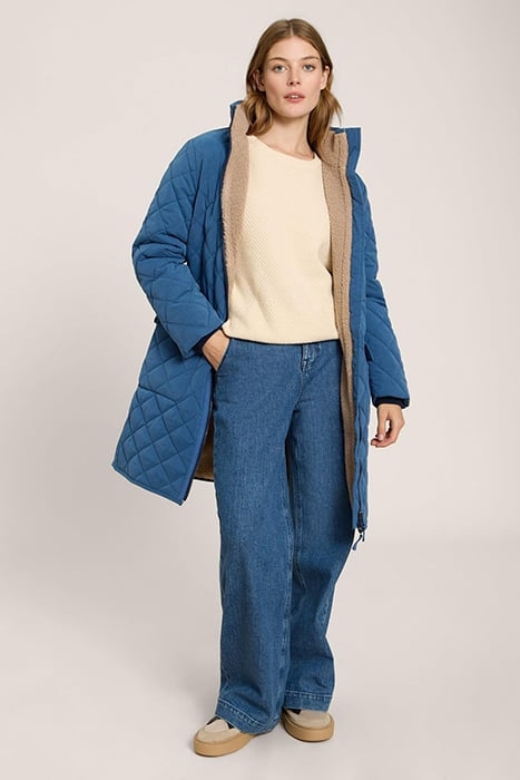 LUCKIE QUILTED COAT MID BLUE 3