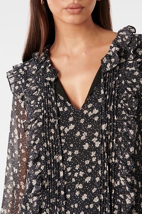 CODY RUFFLE PINTUCK BLOUSE NAVY FOLEY DITSY 6