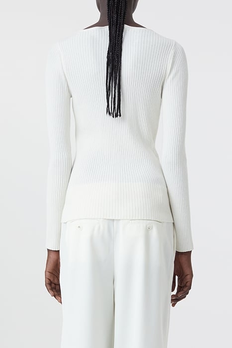 V NECK LONG SLEEVE KNITS ECRU 2