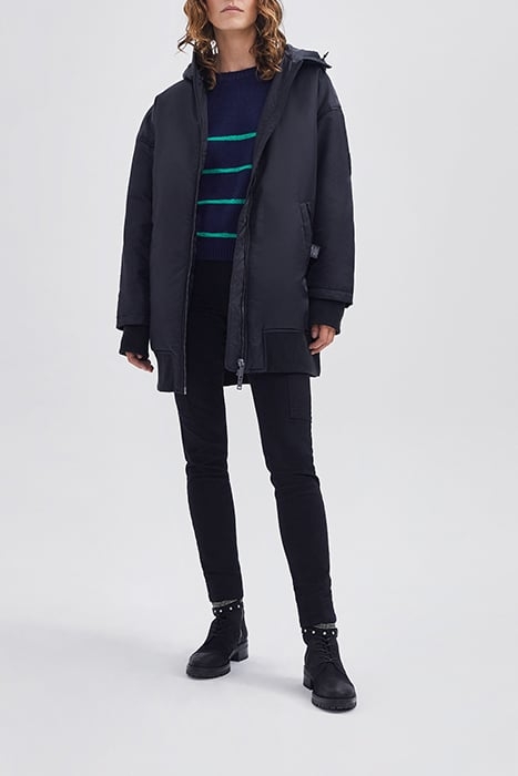 BLACK MID-LENGTH BOMBER-STYLE PARKA 3