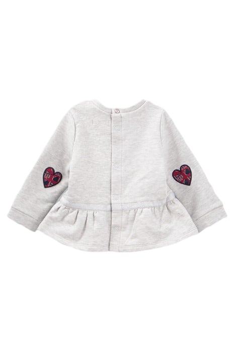 BABY GIRLS’ GREY SWEATSHIRT, PEPLUM/HEART ELBOW PATCHES 3