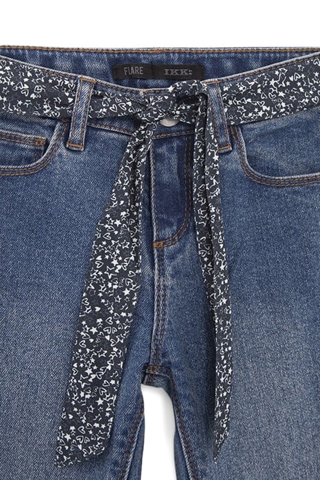 GIRLS’ BLUE WATERLESS FLARE JEANS WITH SCARF BELT 4