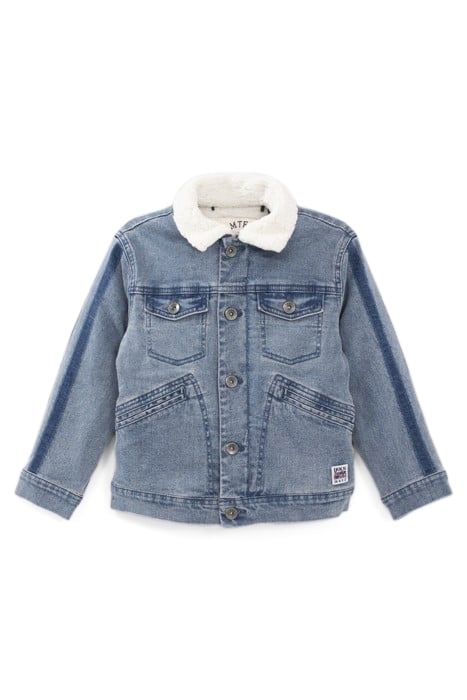 BOYS’ BLUE DENIM SHERPA-LINED JACKET, HOODED FACING 3