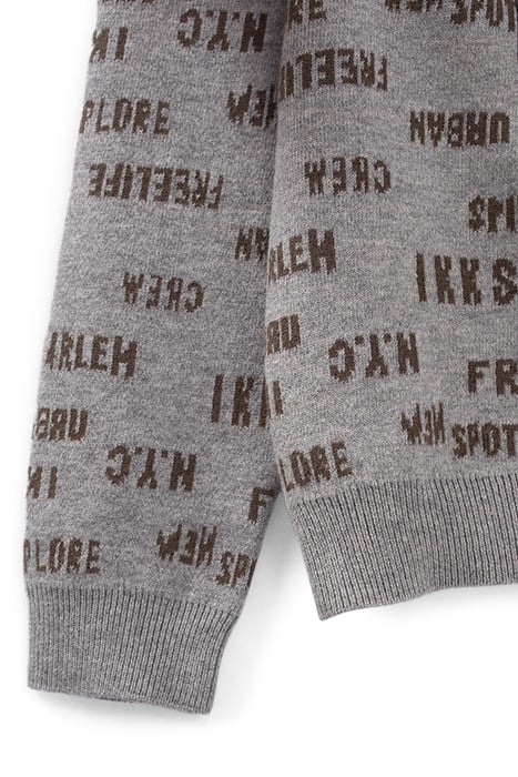 BOYS’ KHAKI/GREY JACQUARD LETTER REVERSIBLE SWEATER 4