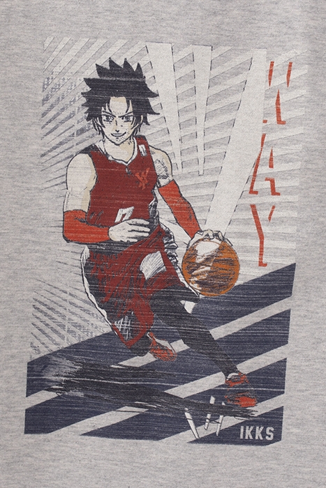 BOYS’ GREY BASKETBALL PLAYER-MANGA IMAGE T-SHIRT 7