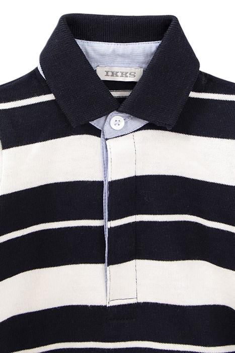 BABY BOYS’ NAVY/ECRU STRIPE POLO SHIRT, EMBROIDERED BACK 3