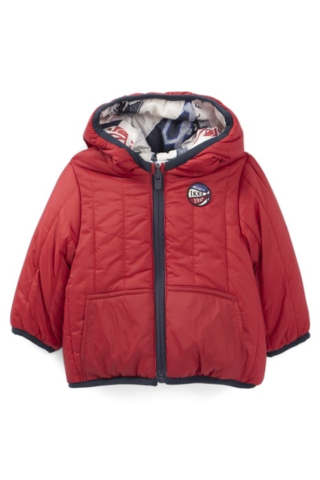 BABY BOYS’ GREY PRINT/RED REVERSIBLE PADDED JACKET 1