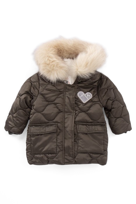 BABY GIRLS’ KHAKI QUILTED FUR-LINED HOODED PARKA 2