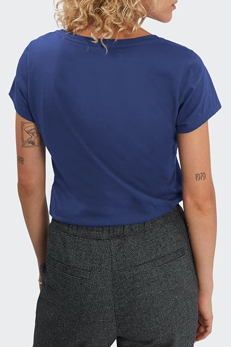 SAPPHIRE BLUE T-SHIRT WITH SLOGAN AND STRIPES 2