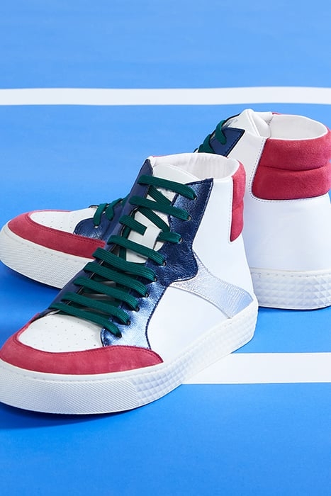 PINK, WHITE, NAVY, SILVER, GREEN HIGH-TOP TRAINERS 7