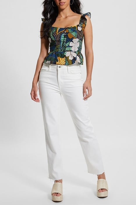 GUESS ECO SL CARINE PEPLUM TOP TROPICAL TRAVELER 3