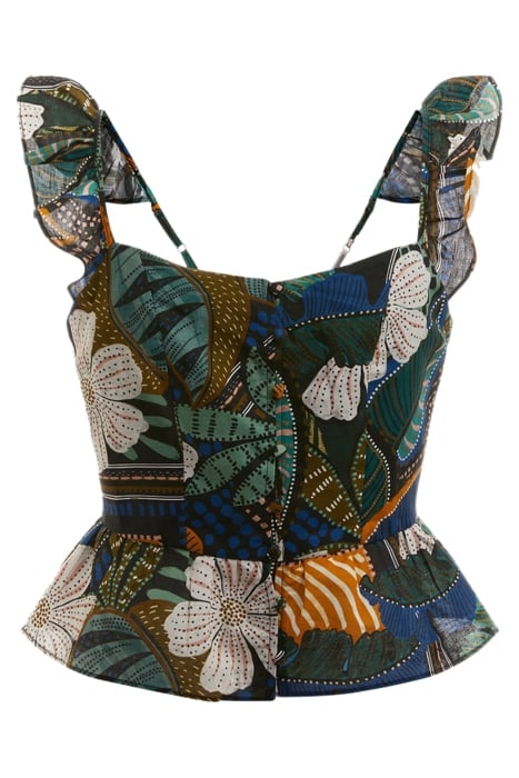 GUESS ECO SL CARINE PEPLUM TOP TROPICAL TRAVELER 4