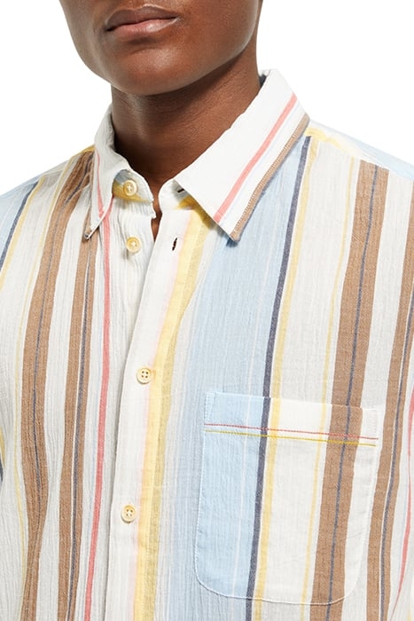 CRINKLED VOILE STRIPE SHIRT MULTI STRIPE 6