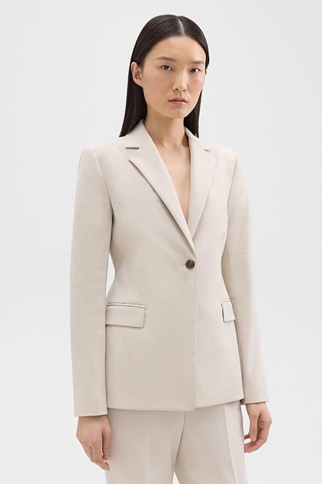 SCULPTED BLAZER IN STRETCH COTTON-BLEND NEW SAND 1