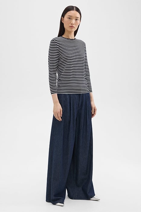 PLEATED WIDE-LEG PANT IN DENIM INDIGO 1