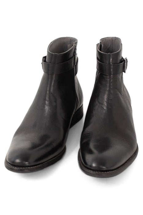 BLACK LEATHER BOOTS WITH BUCKLED STRAP BLACK 4