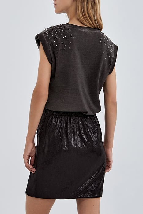 PURE EDITION- BLACK SHORT DRAPED SKIRT BLACK 2