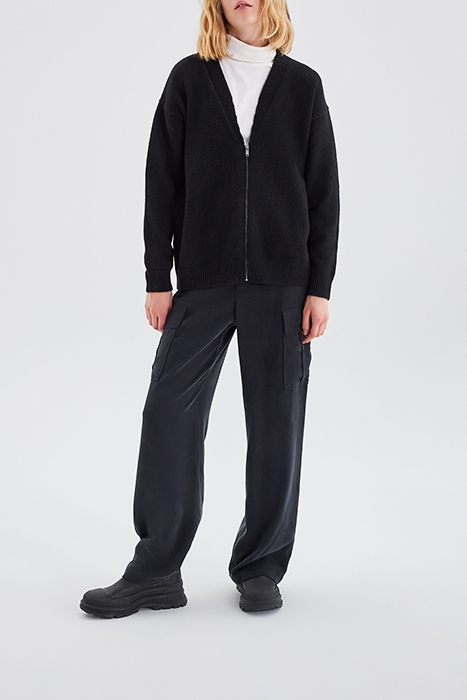 BLACK KNIT CARDIGAN WITH SLOGAN ON BACK BLACK 2