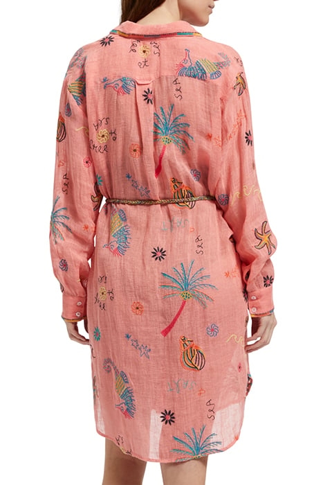 OVERSIZED SHIRT DRESS WITH MULTICOLOR EMBROIDERY SEA LIFE EM 2