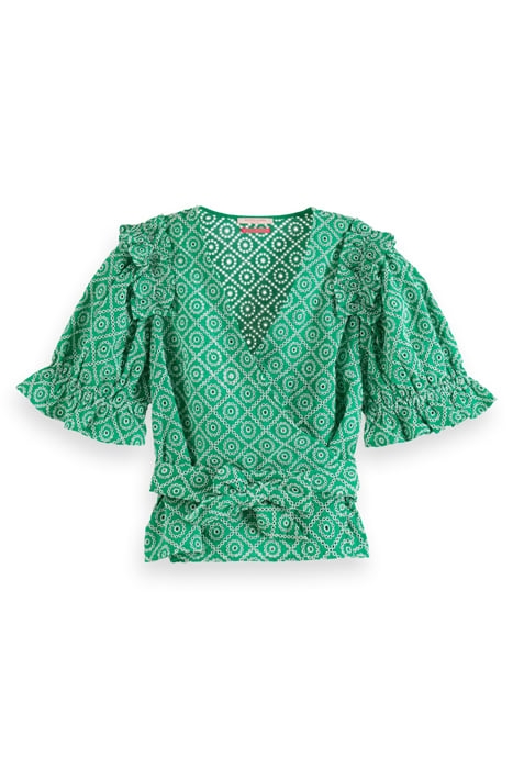 WRAP TOP WITH BRODERIE ANGLAISE GREEN BRODERIE ANGLAISE 4