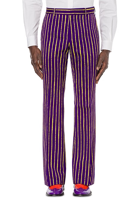 FLARED TROUSERS IN PINSTRIPES PRINT TWILL PURPLE 1