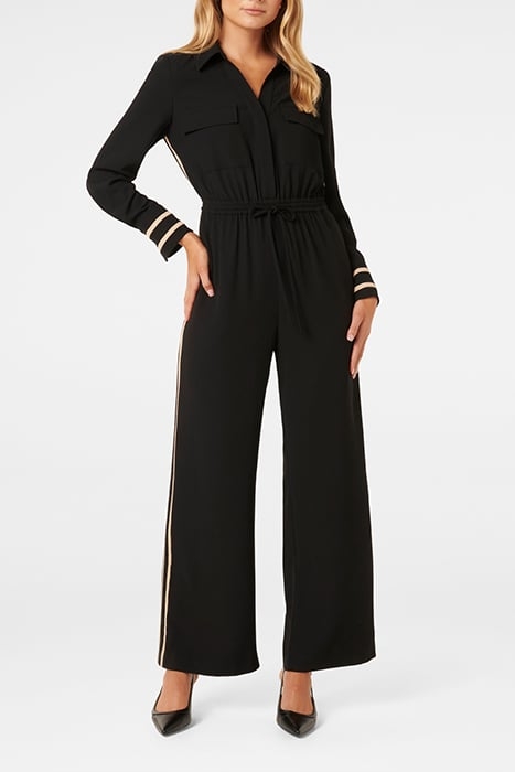 ASHER SIDE STRIPE JUMPSUIT BLACK 1