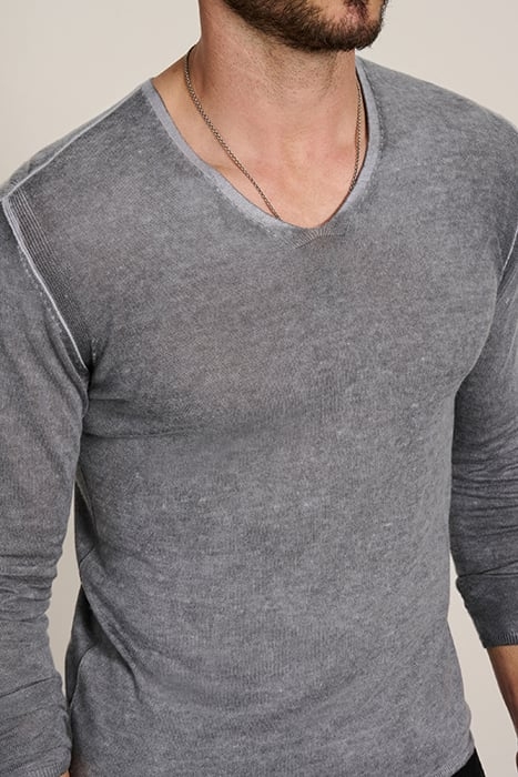 REGULAR FIT LS VNECK WITH REVERSE PRINT SEAL GREY 3