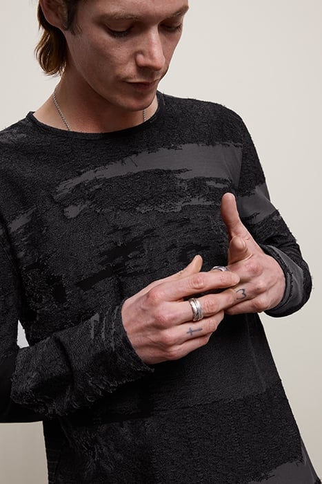 VANDERBILT REGULAR FIT LS CREW WITH DIFF IRON GREY 2