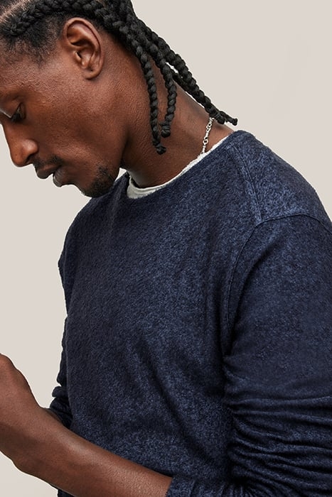 HARALSON REGULAR FIT LS CREW WITH TEXTU DARK NAVY 2