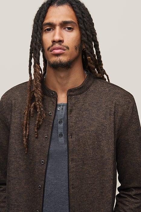 FULTON REGULAR FIT LS BAND SHIRT IN MELA WOOD BROWN 2