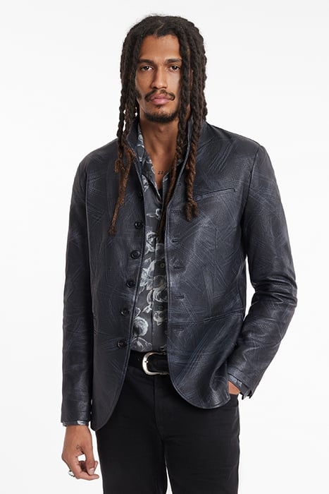 SLIM FIT MULTI BUTTON CLOSURE SOFT JACKE DUSTY BLUE 1