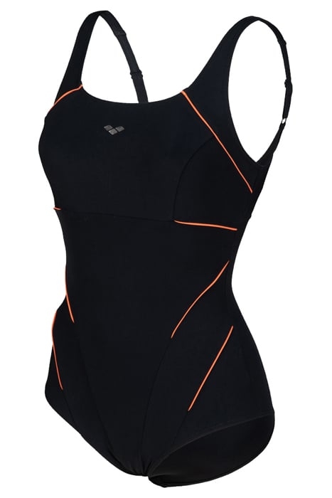 W JEWEL ONE PIECE LOW C CUP BLACK-PEONIA RED 3