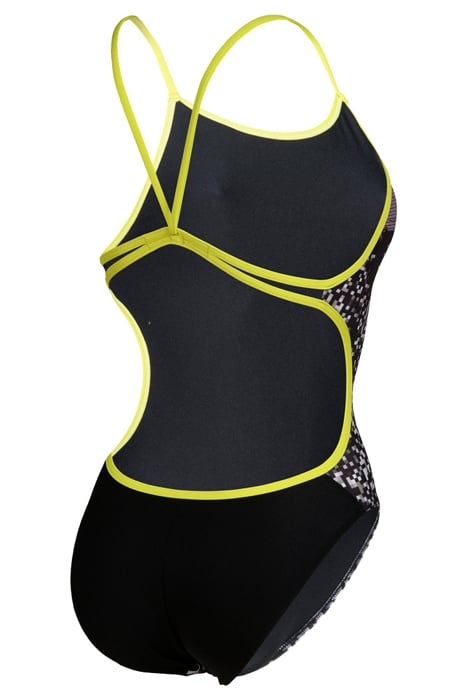 WOMEN'S CRAZY ARENA SWIMSUIT LACE BACK P BLACK-SOFT GREEN 7