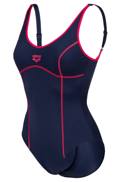 WOMEN'S ARENA TANIA CLIP BACK SWIMSUIT O NAVY-FREAK ROSE 6