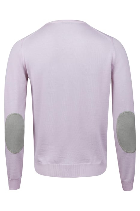 SWEATER KNITTED CREW NECK WITH PATCH MERINO WOOL PINK 2