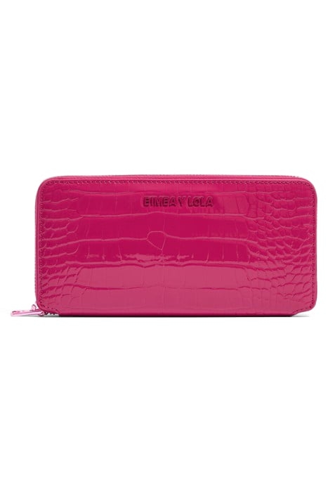 FUCHSIA MOCK CROC BOOK WALLET 1