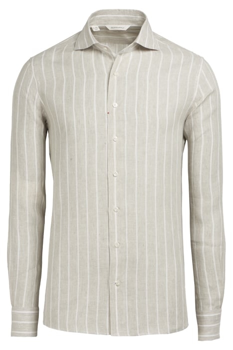 LIGHT BROWN STRIPED SLIM FIT SHIRT 4