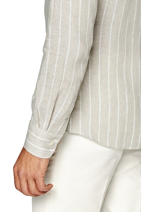 LIGHT BROWN STRIPED SLIM FIT SHIRT 6