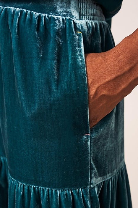 MIA VELVET TIERED SKIRT MID TEAL 3