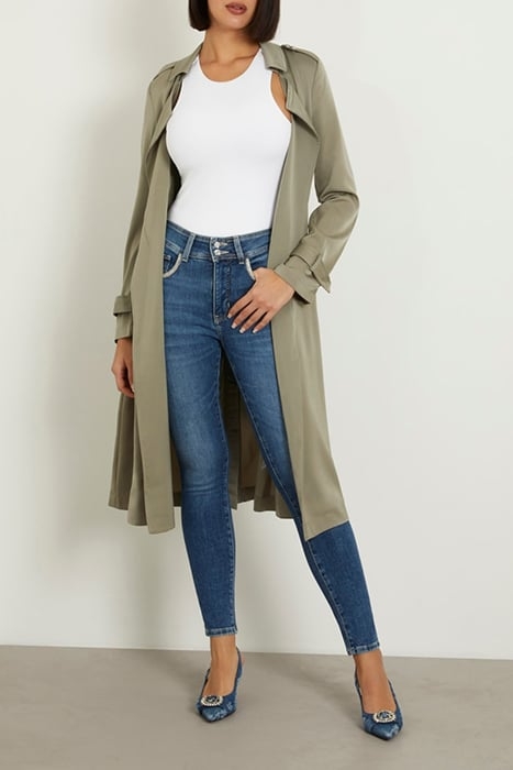 GUESS ECO MICOLE SATIN TRENCH MOSSY GREEN 5