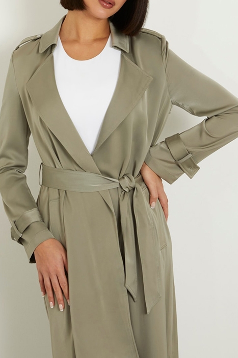 GUESS ECO MICOLE SATIN TRENCH MOSSY GREEN 6